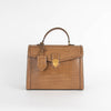Smythson Light Brown Mara Coronet Croc-Effect Leather Handbag