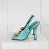 Versace Turquoise Medusa-Plaque Heeled Slingbacks Shoes