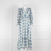Neve & Noor Sophia Satin Blue and Green Floral Maxi Dress