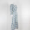 Neve & Noor Sophia Satin Blue and Green Floral Maxi Dress