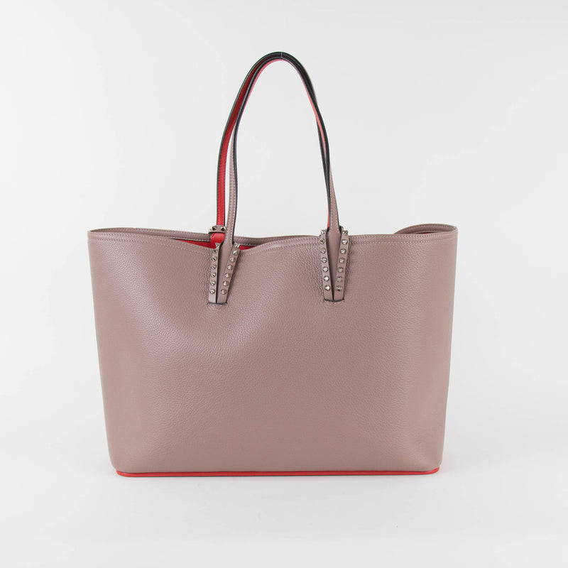 Christian Louboutin Taupe Cabata Studded Tote with Pouch