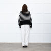 Toteme Black Cream Striped Oversized Rollneck Jumper