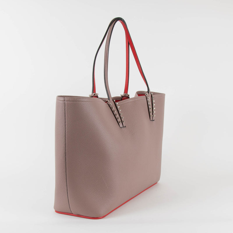 Christian Louboutin Taupe Cabata Studded Tote with Pouch