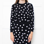 Carolina Herrera Black White Dot Stretchy Cropped Sweater