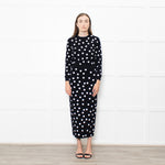 Carolina Herrera Black White Dot Stretchy Cropped Sweater
