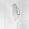 Prada Sport Silver Cropped Fur Trim Sleeve Puffer Jacket