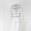 Prada Sport Silver Cropped Fur Trim Sleeve Puffer Jacket