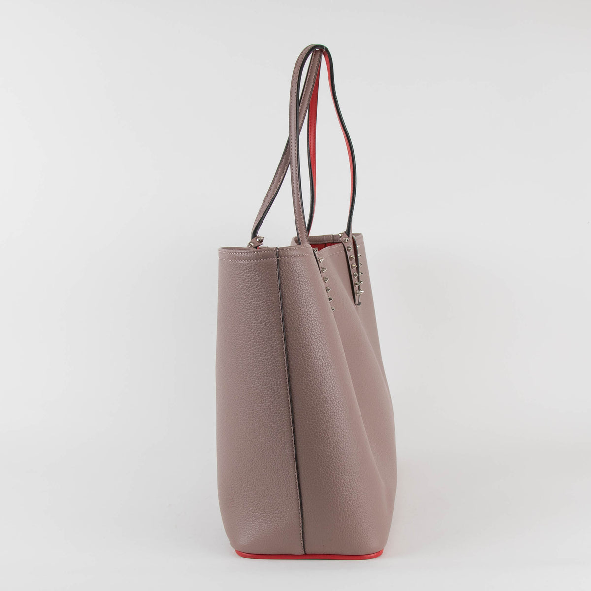 Christian Louboutin Taupe Cabata Studded Tote with Pouch