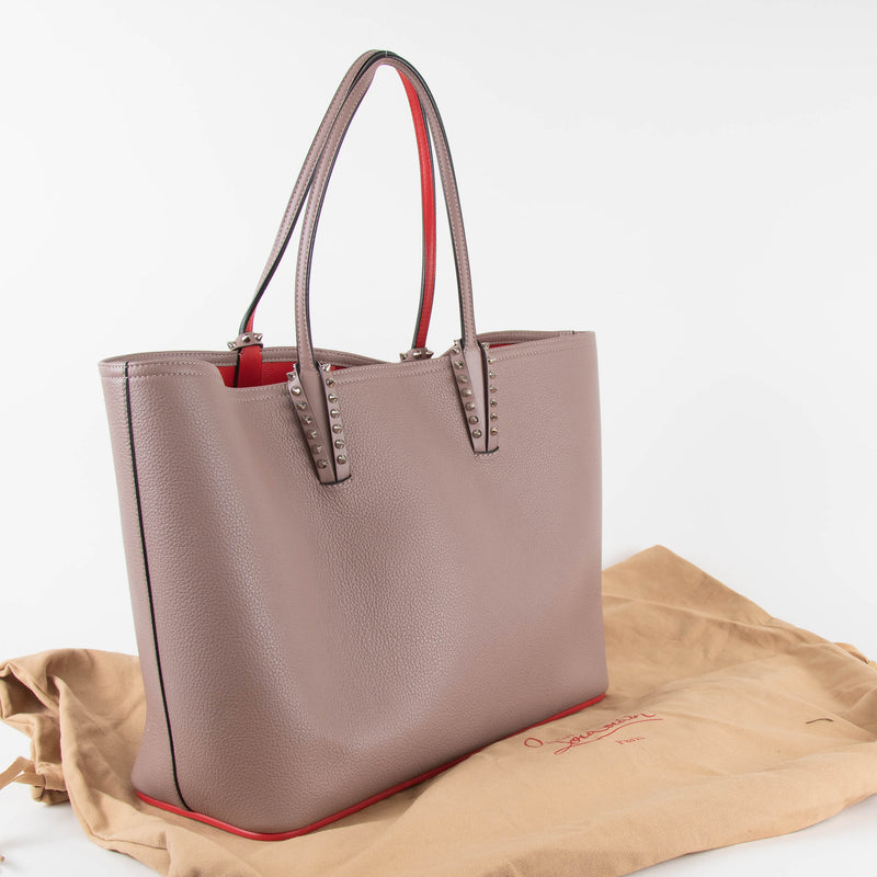 Christian Louboutin Taupe Cabata Studded Tote with Pouch