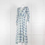 Neve & Noor Sophia Satin Blue and Green Floral Maxi Dress