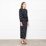 Carolina Herrera Black White Dot Stretchy Cropped Sweater