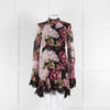 Nicholas Black High Neck Mini Dress with Large Pink Flowers