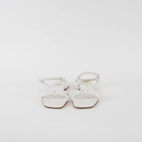 Gianvito Rossi White Leather Knot Flat Sandals