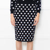 CH Carolina Herrera Black White Dot Stretchy Knit Pencil Skirt