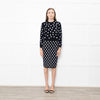 CH Carolina Herrera Black White Dot Stretchy Knit Pencil Skirt