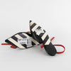 Off-White Flat Black Pointed Shoes with Wrap Around Ankle