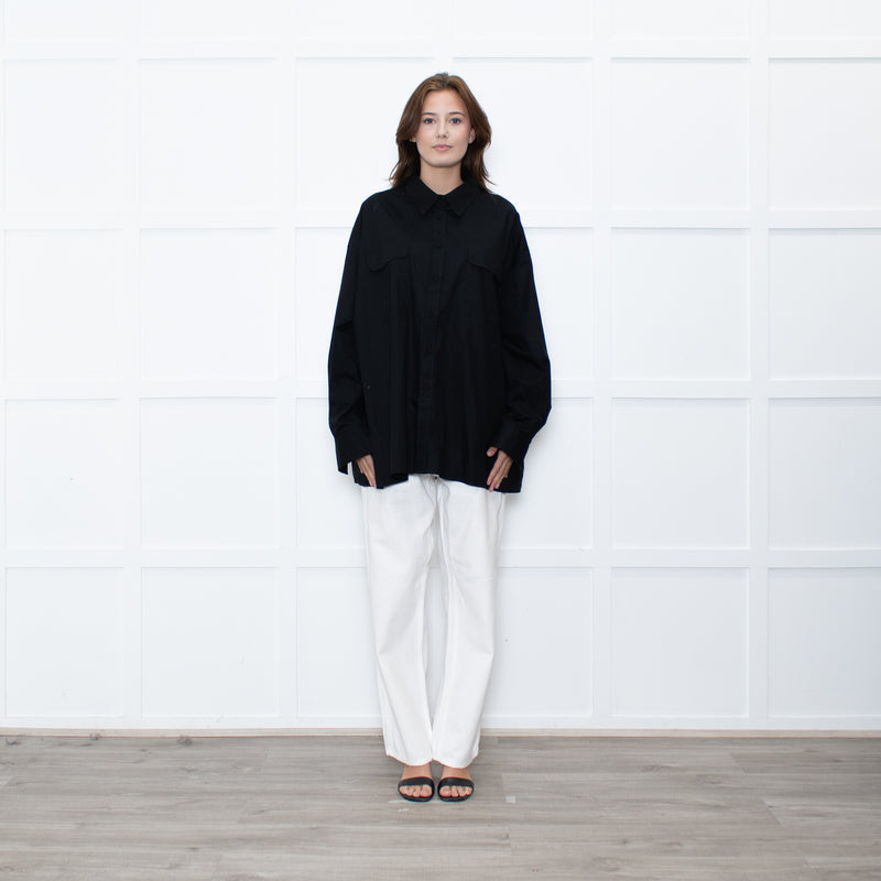 Armarium Black Cotton Oversized Shirt