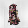 Nicholas Black High Neck Mini Dress with Large Pink Flowers