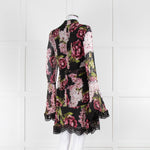 Nicholas Black High Neck Mini Dress with Large Pink Flowers
