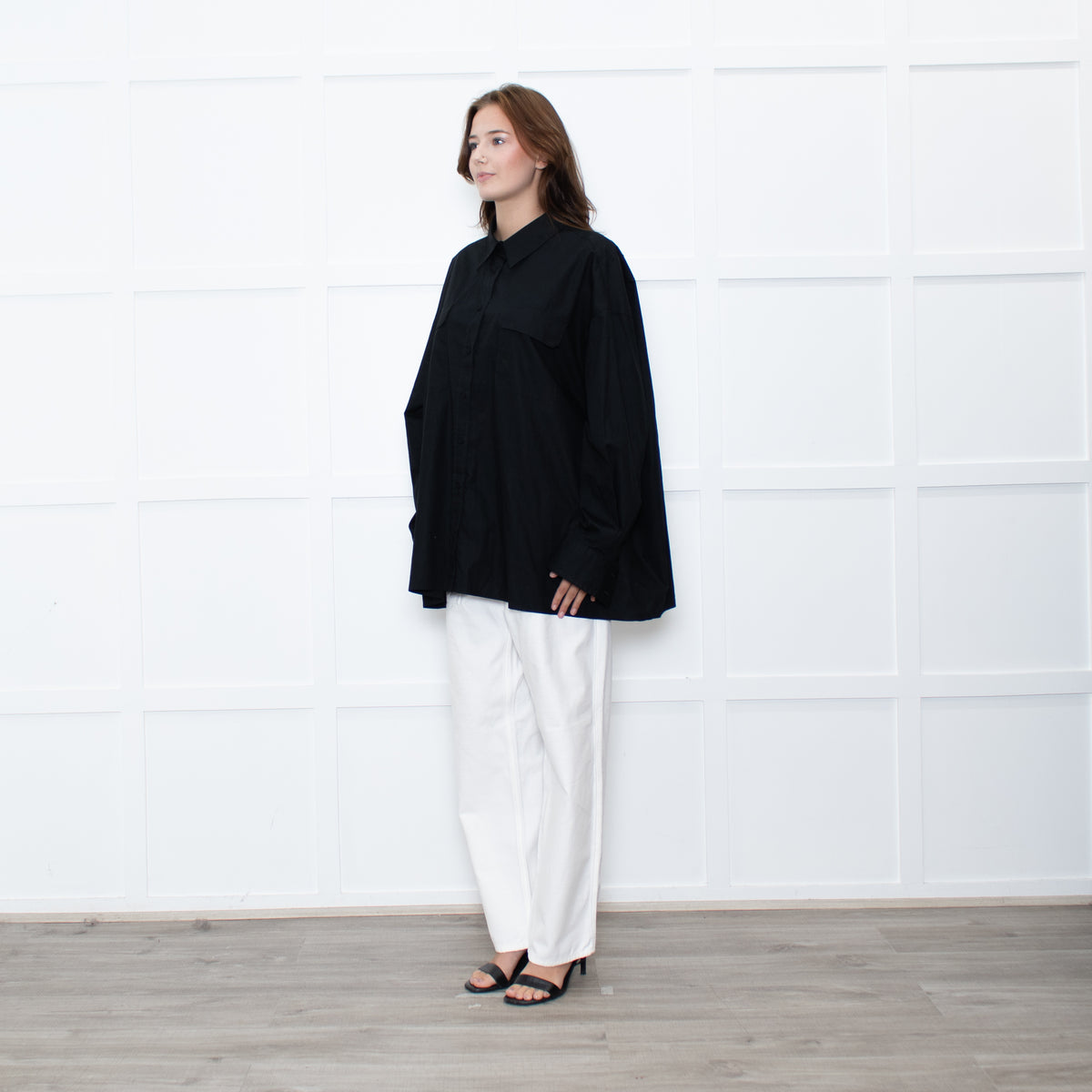 Armarium Black Cotton Oversized Shirt