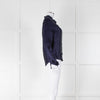 Ridley Navy Silk Satin Long Sleeve Silk Blouse
