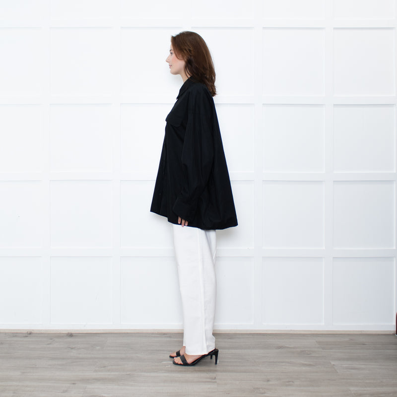 Armarium Black Cotton Oversized Shirt