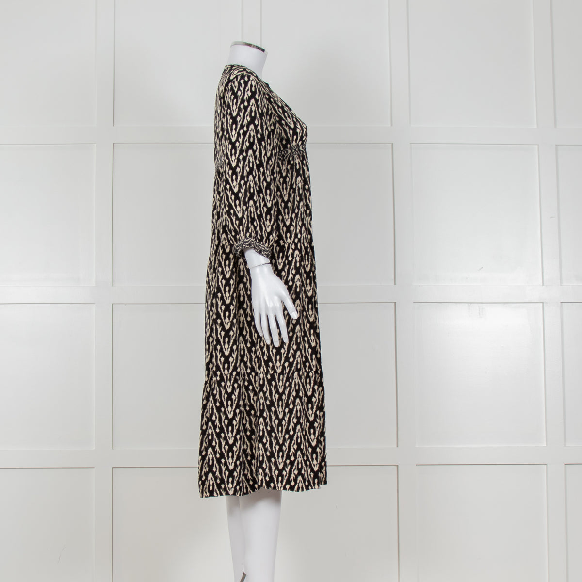 Ba&sh Black and White Printed Long Sleeve Tunic Dress