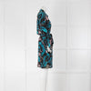 Equipment Blue and Pink Silk Shirt Dress with Front Patch Pockets