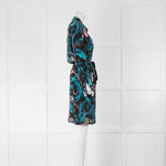 Equipment Blue and Pink Silk Shirt Dress with Front Patch Pockets
