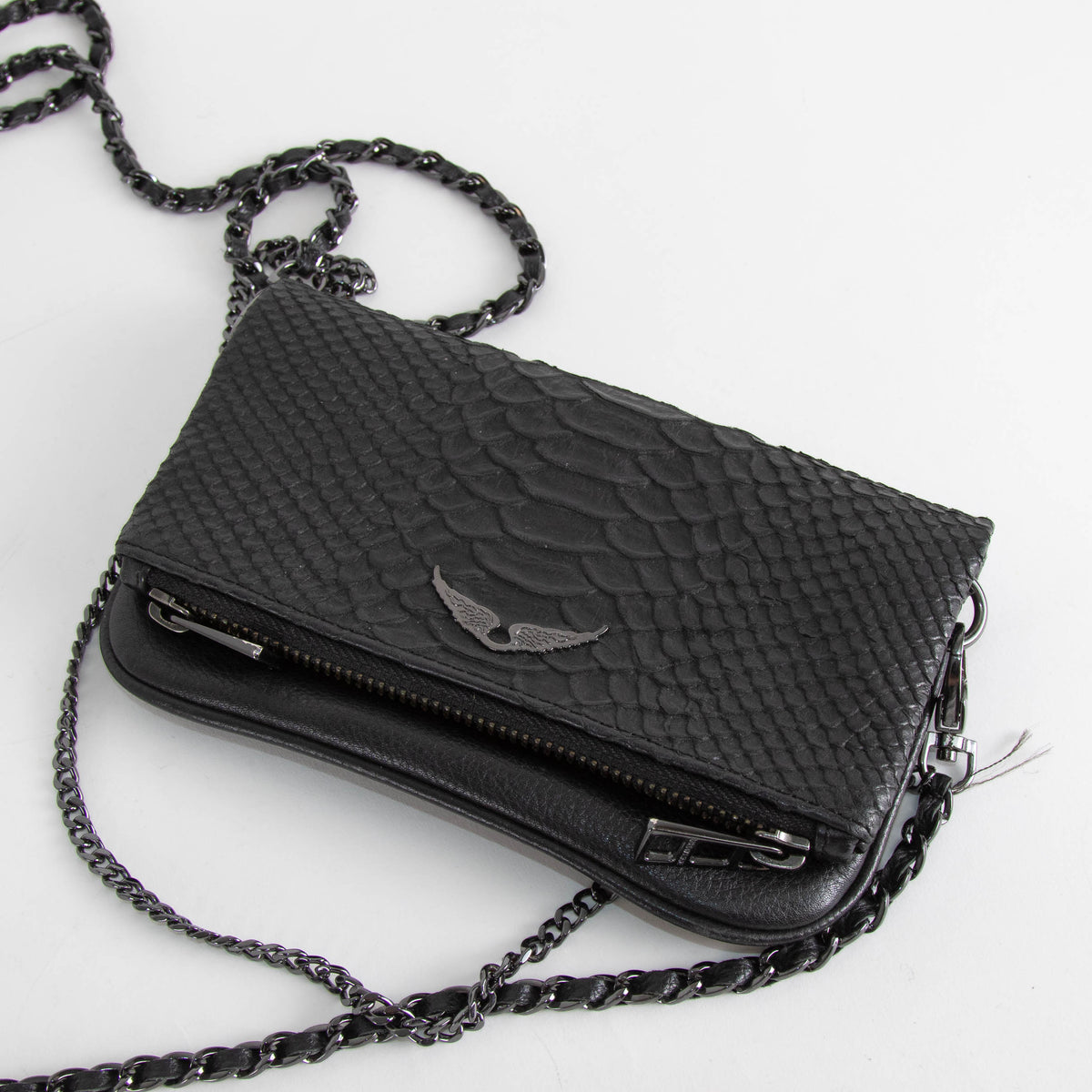 Zadig & Voltaire Preloved Black Rock Nano Savage Clutch Bag