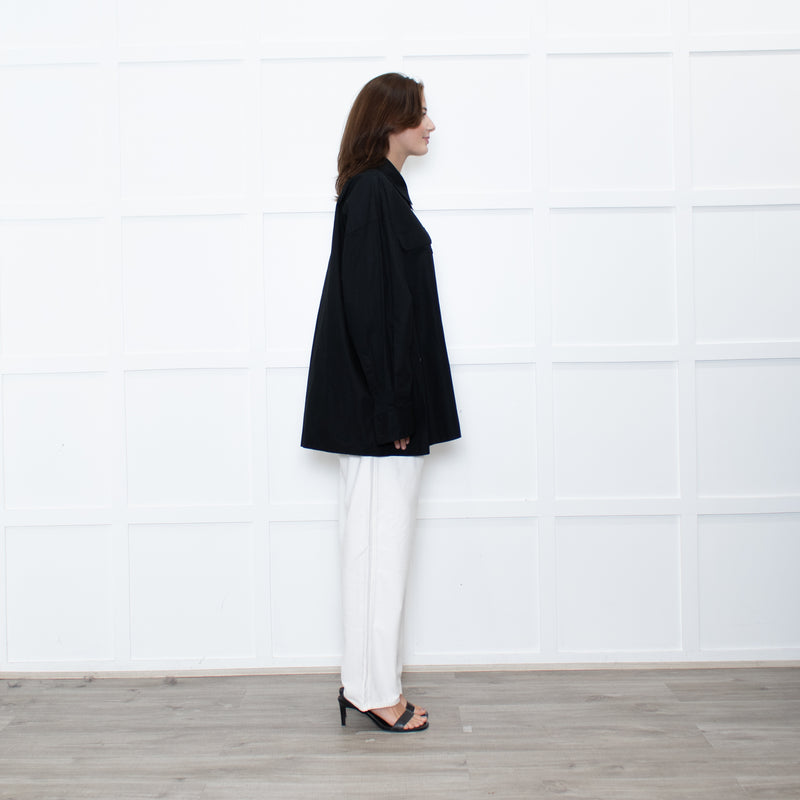 Armarium Black Cotton Oversized Shirt