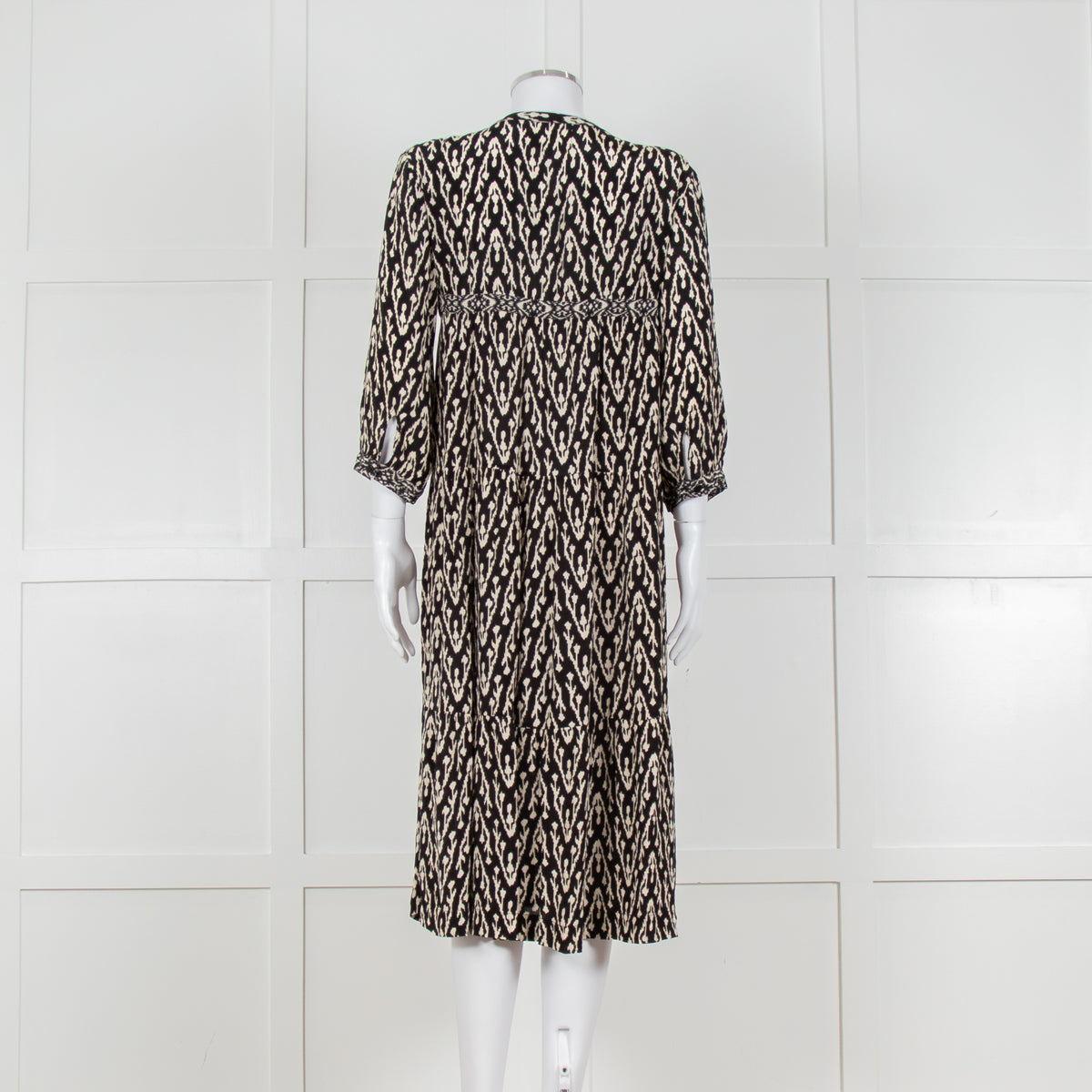 Ba&sh Black and White Printed Long Sleeve Tunic Dress