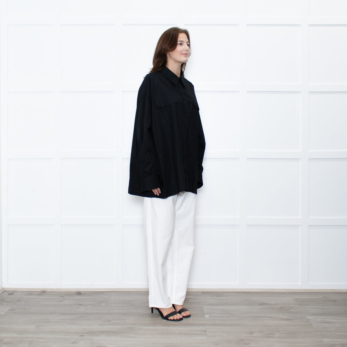 Armarium Black Cotton Oversized Shirt