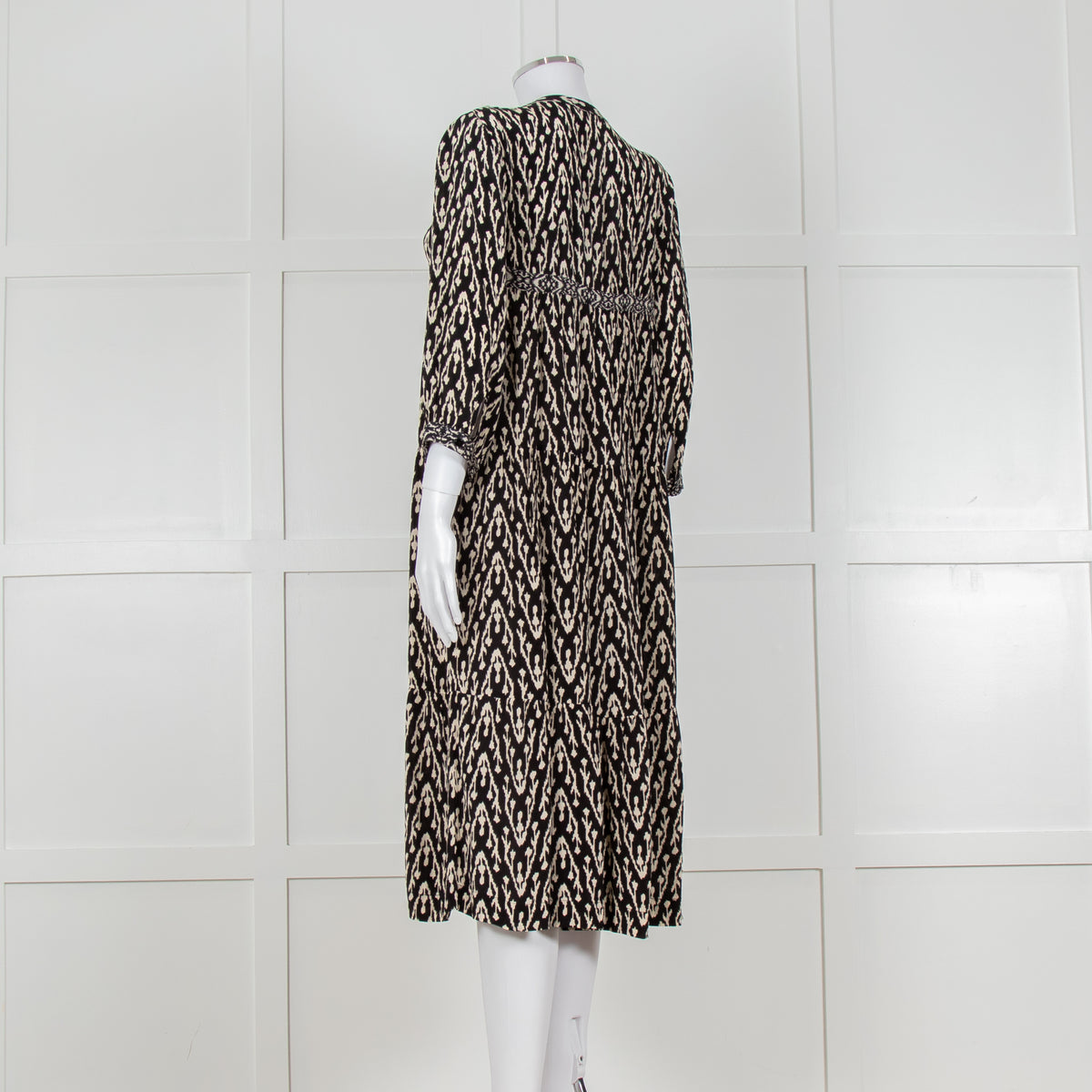 Ba&sh Black and White Printed Long Sleeve Tunic Dress