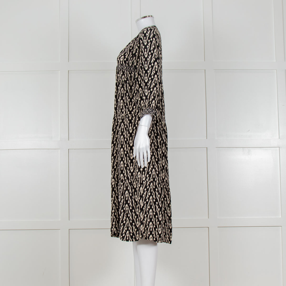 Ba&sh Black and White Printed Long Sleeve Tunic Dress