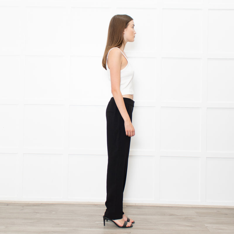Joseph Black Wool Blend High Waisted Trousers