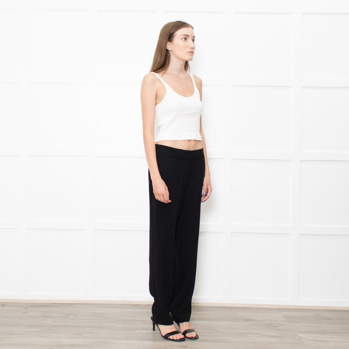 Joseph Black Wool Blend High Waisted Trousers