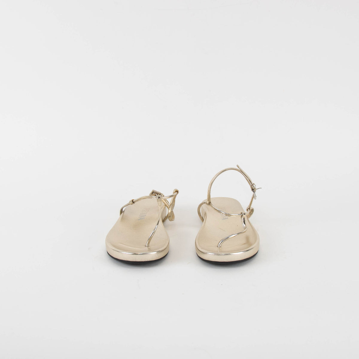 Prada Gold Metallic Flat Thong Sandal