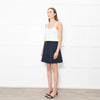 Theory Navy Pleated Textured Fabric Mini Skirt