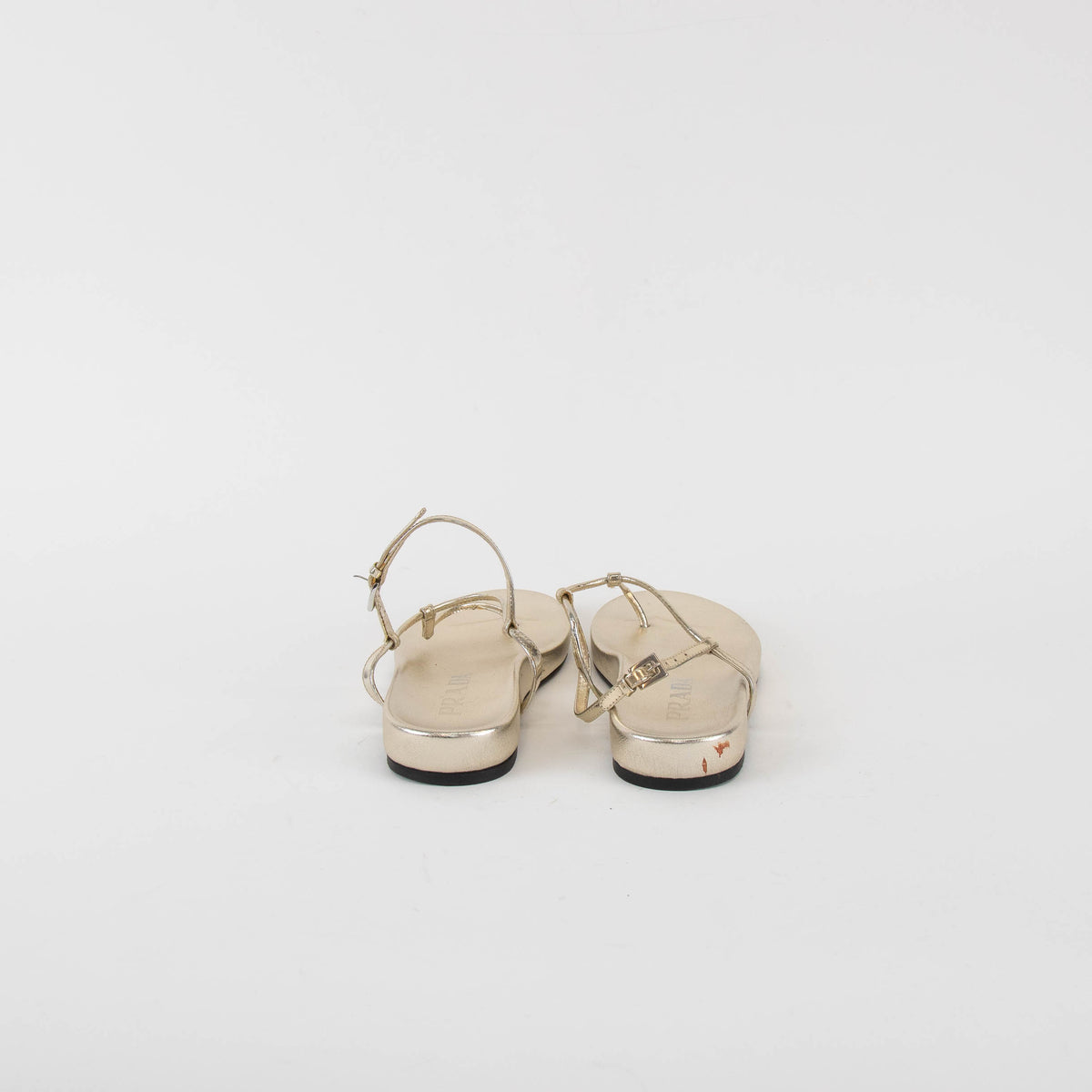 Prada Gold Metallic Flat Thong Sandal
