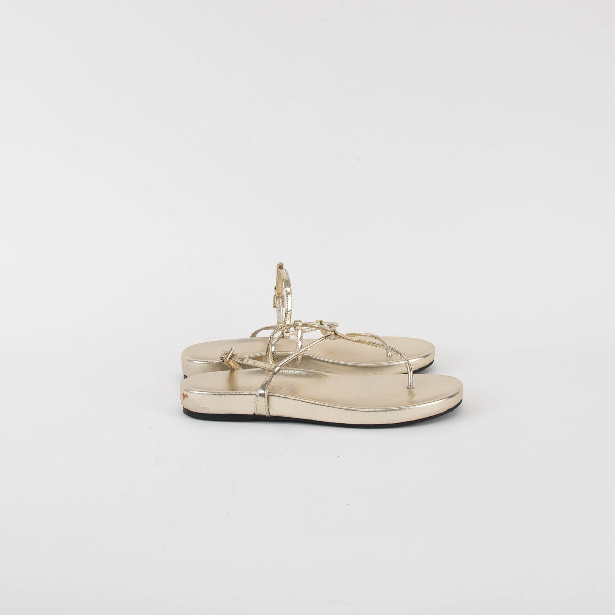 Prada Gold Metallic Flat Thong Sandal
