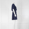 Equipment Blue Silk Buckle Side Silk Dress