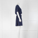Equipment Blue Silk Buckle Side Silk Dress