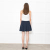 Theory Navy Pleated Textured Fabric Mini Skirt