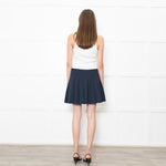 Theory Navy Pleated Textured Fabric Mini Skirt