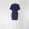 Equipment Blue Silk Buckle Side Silk Dress