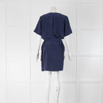 Equipment Blue Silk Buckle Side Silk Dress