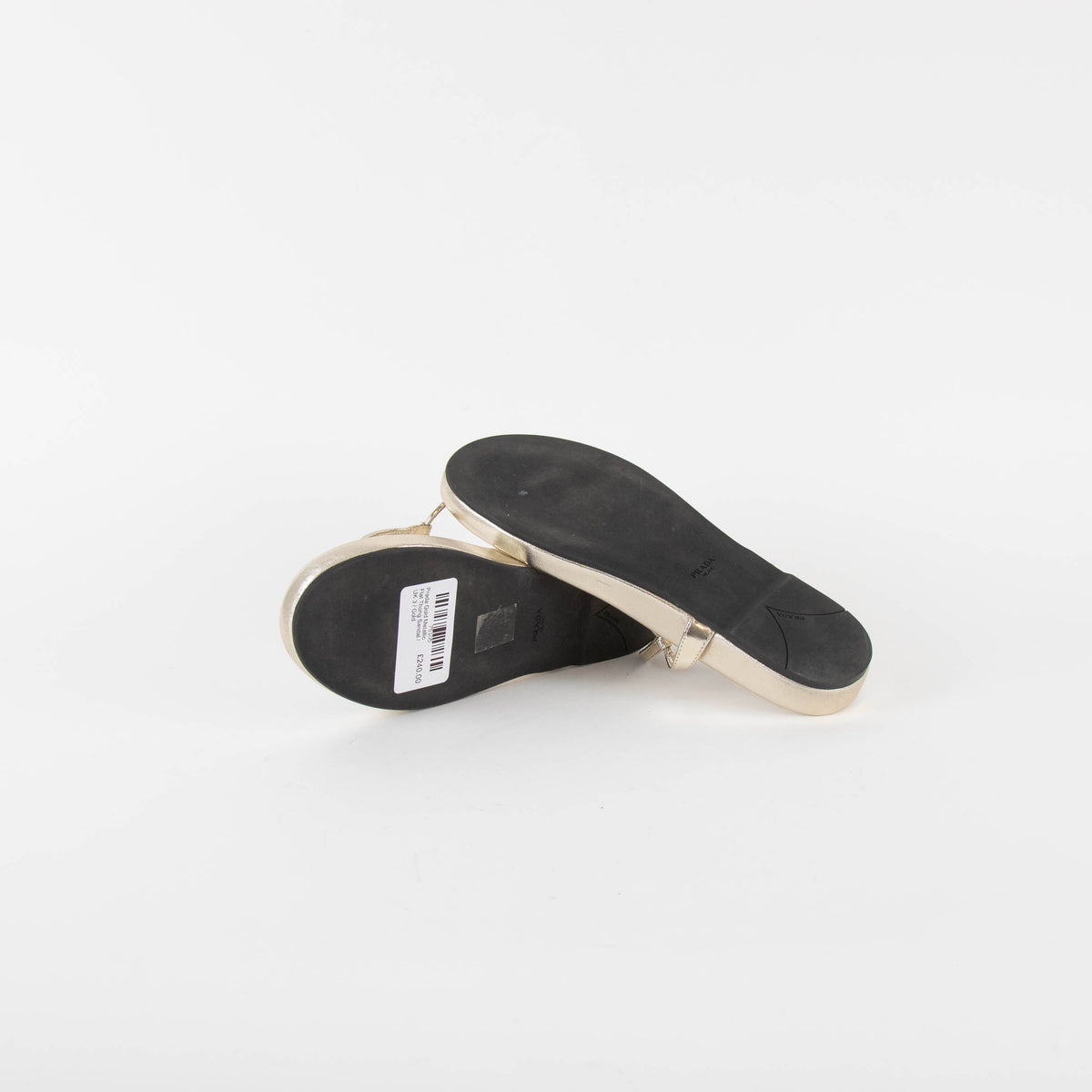 Prada Gold Metallic Flat Thong Sandal