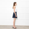 Theory Navy Pleated Textured Fabric Mini Skirt