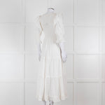 Neve & Noor White Broderie Anglaise Puff Sleeve Maxi Dress